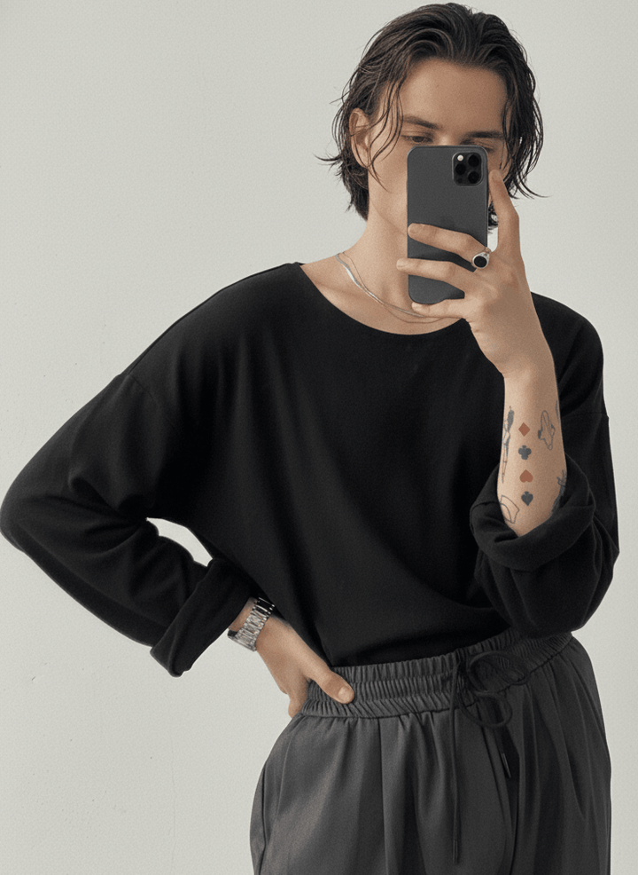 [GENESISBOY] Wool feel fabric high T-shirt NA303