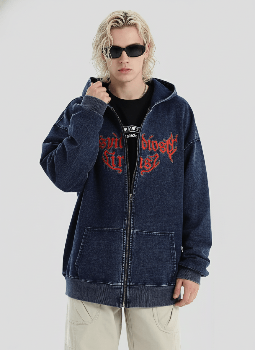 [INSstudios] Gothic Letter LOGO Denim Jacket na1631