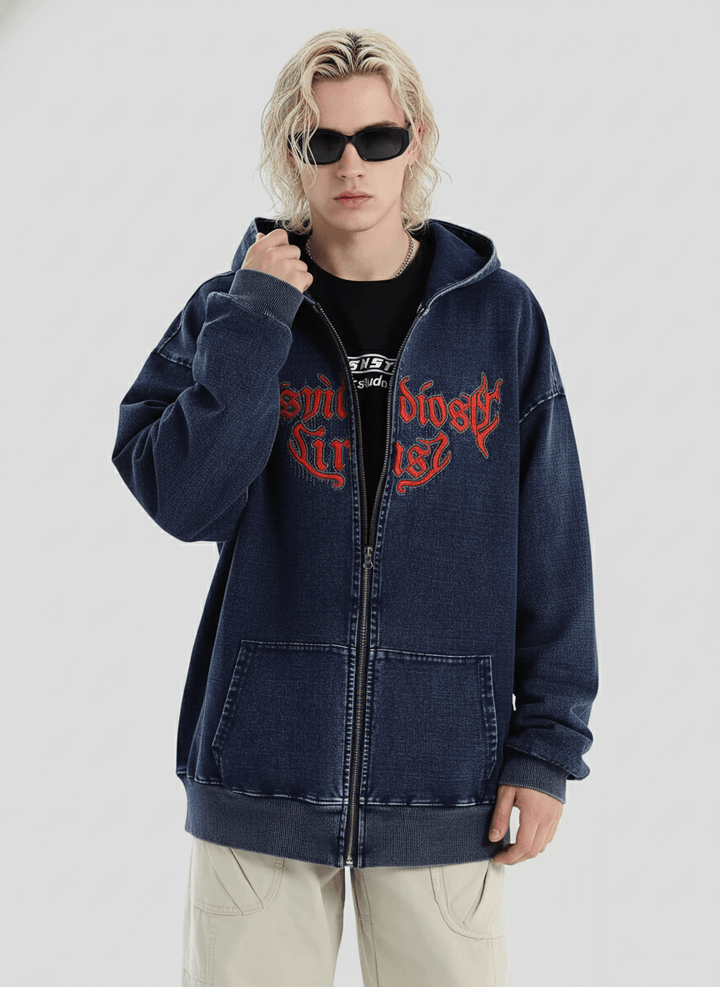 [INSstudios] Gothic Letter LOGO Denim Jacket na1631