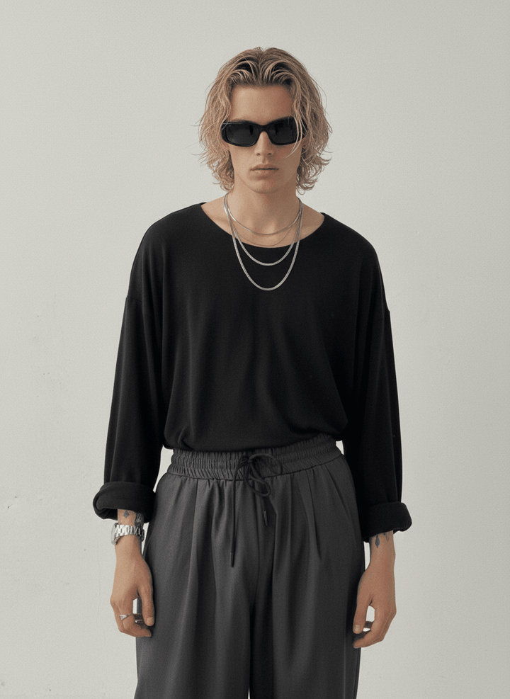 [GENESISBOY] Wool feel fabric high T-shirt NA303