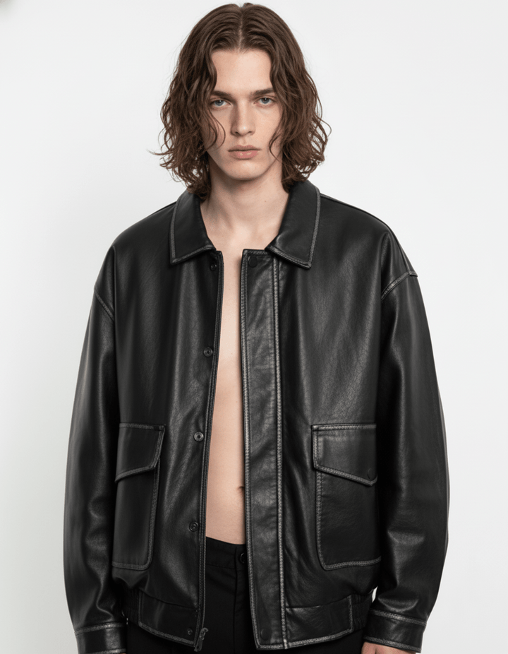 Noir Leather Utility Jacket na2263