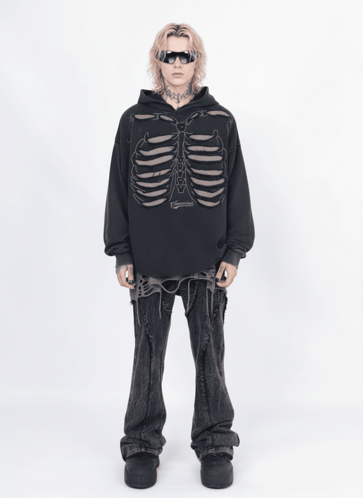skeleton design niche high street hooded na648