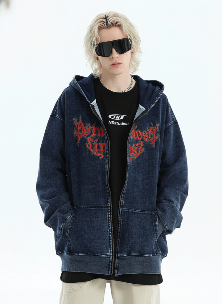 [INSstudios] Gothic Letter LOGO Denim Jacket na1631
