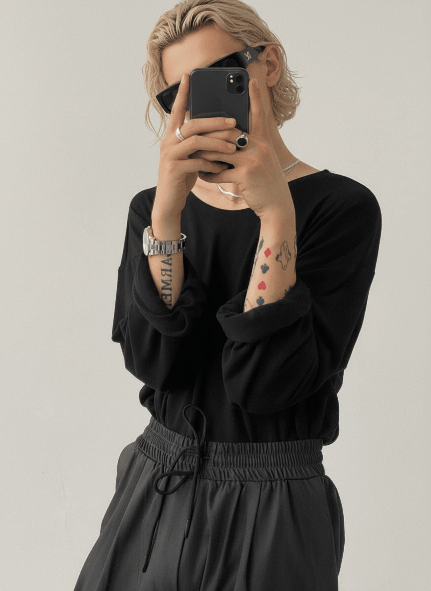 [GENESISBOY] Wool feel fabric high T-shirt NA303