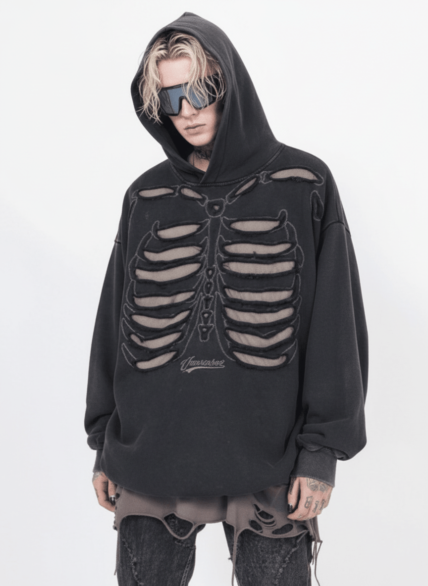 skeleton design niche high street hooded na648
