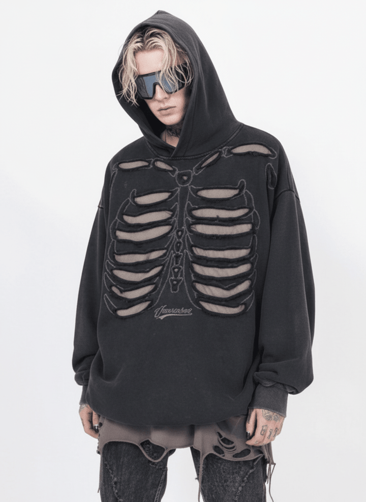 skeleton design niche high street hooded na648