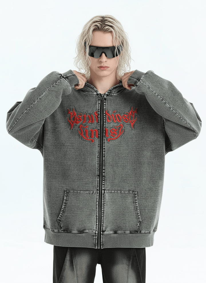 [INSstudios] Gothic Letter LOGO Denim Jacket na1631