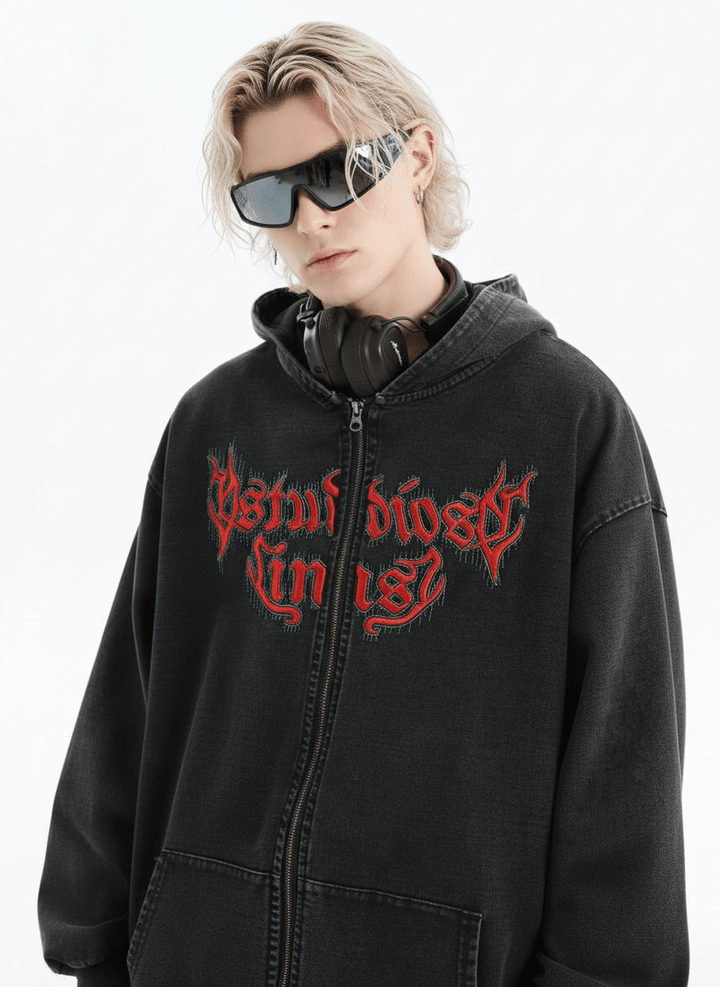 [INSstudios] Gothic Letter LOGO Denim Jacket na1631