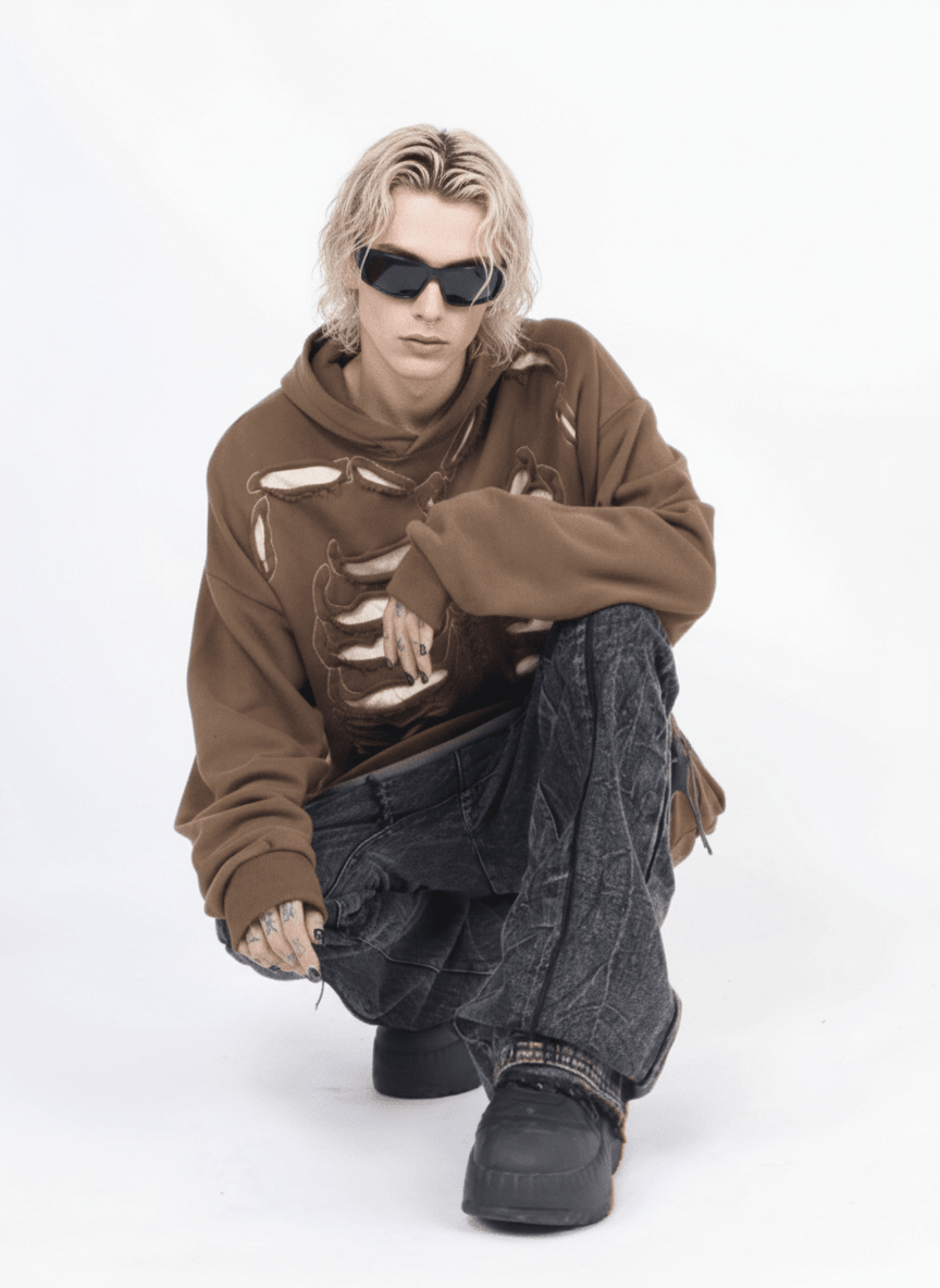 skeleton design niche high street hooded na648