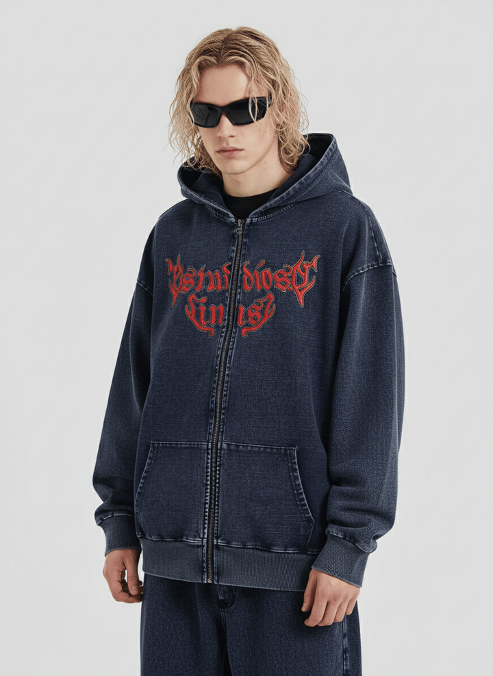 [INSstudios] Gothic Letter LOGO Denim Jacket na1631