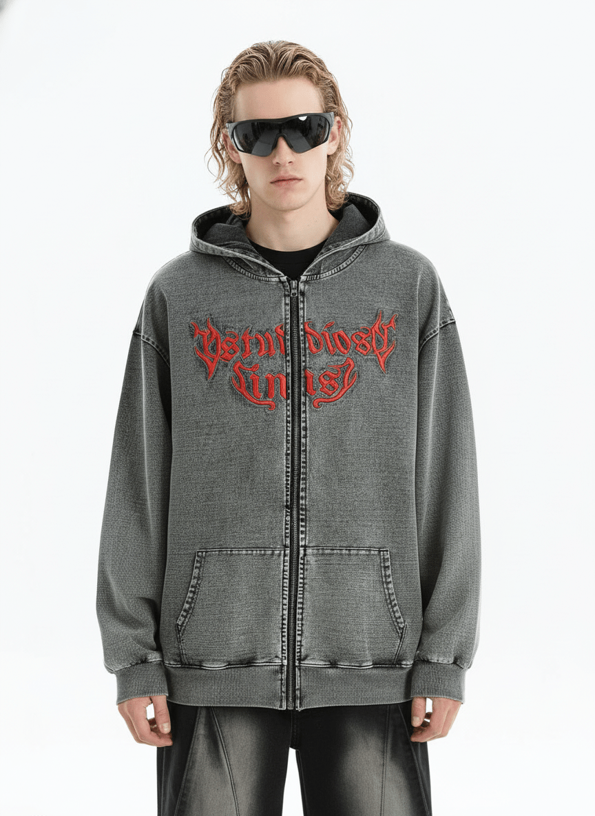 [INSstudios] Gothic Letter LOGO Denim Jacket na1631