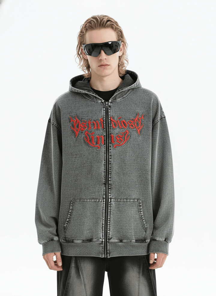 [INSstudios] Gothic Letter LOGO Denim Jacket na1631