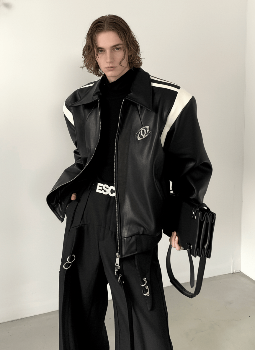 [AutumnWind] black cotton thickened leather jacket na806