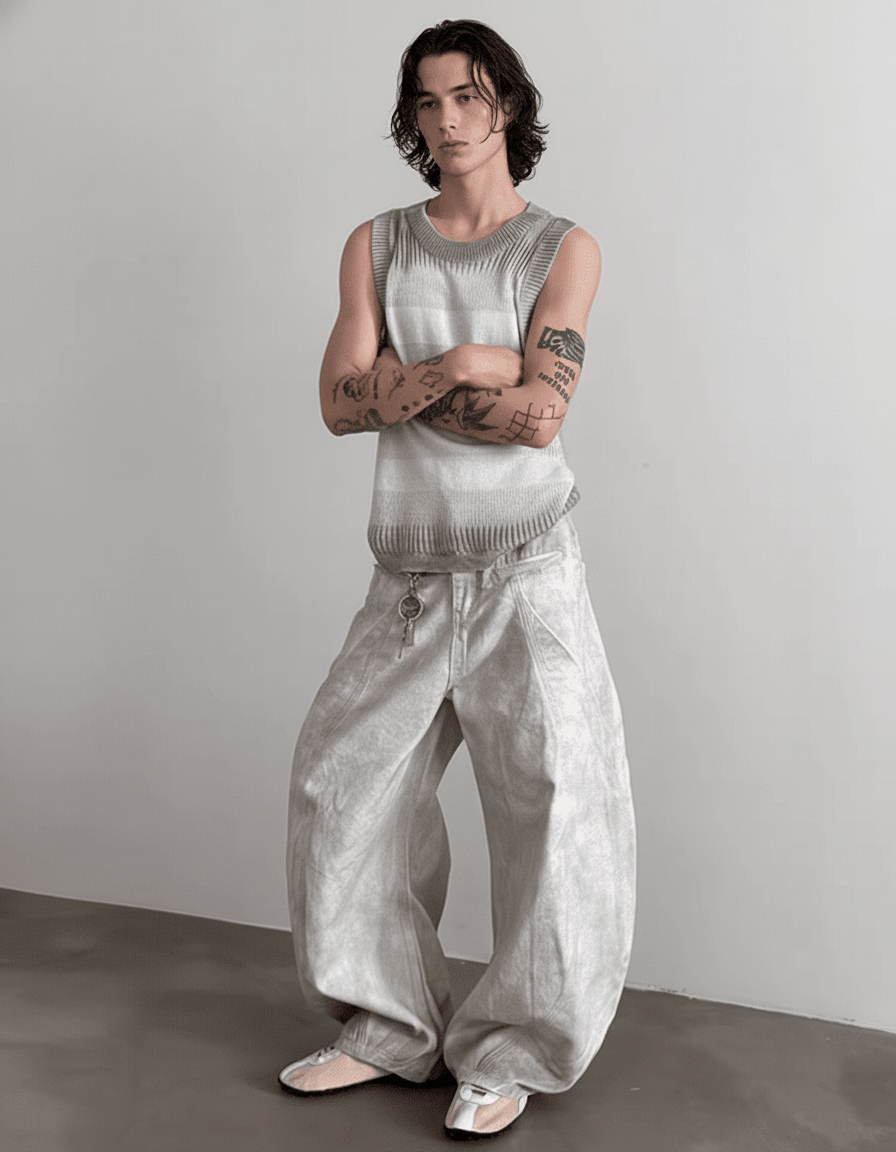 Heavyweight old-wash jeans na1980