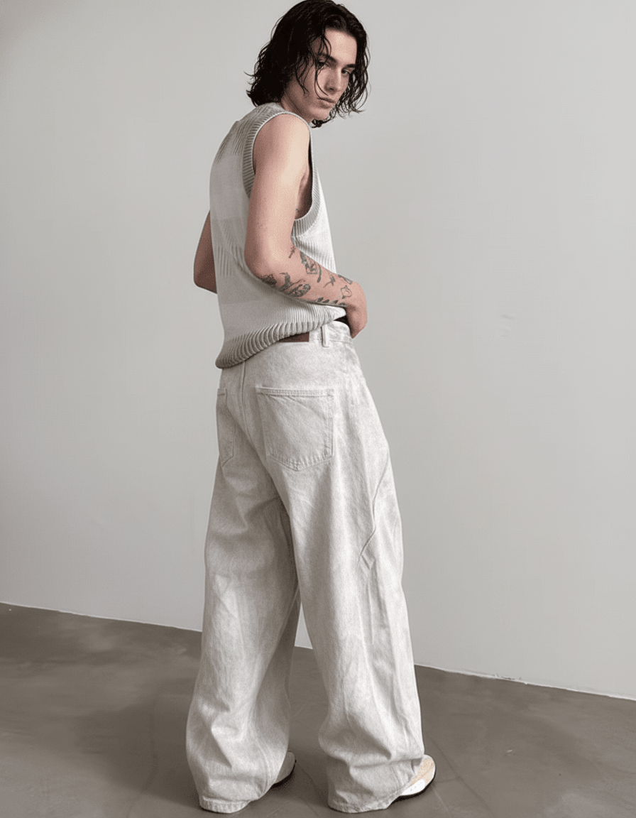 Heavyweight old-wash jeans na1980