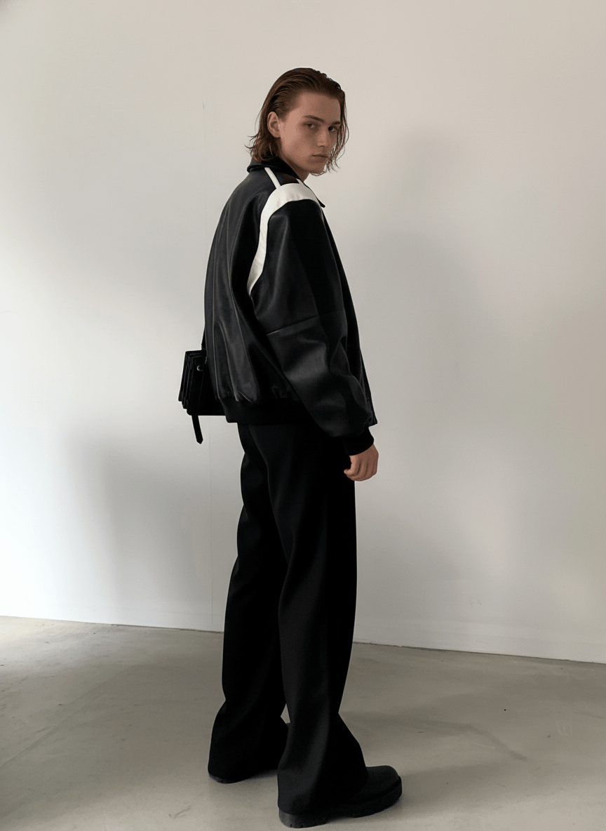 [AutumnWind] black cotton thickened leather jacket na806