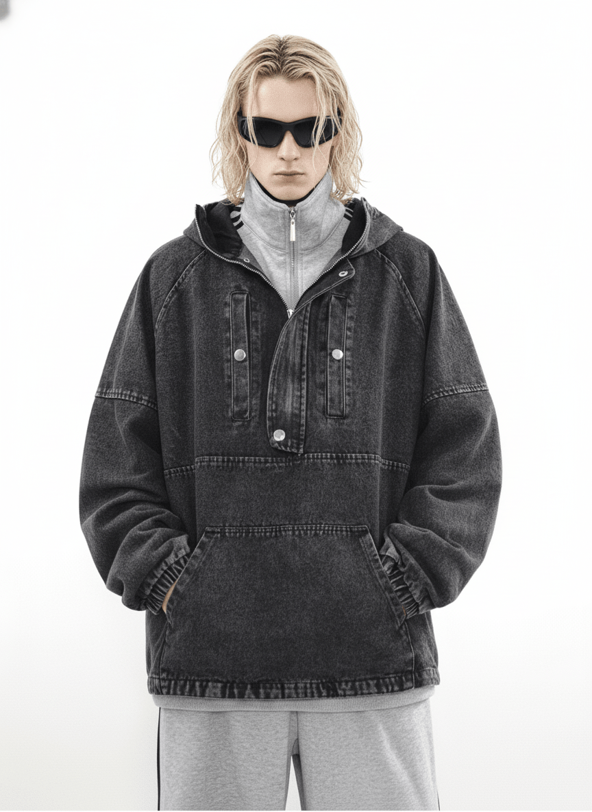 [MRNEARLY] vintage washed denim hooded na859