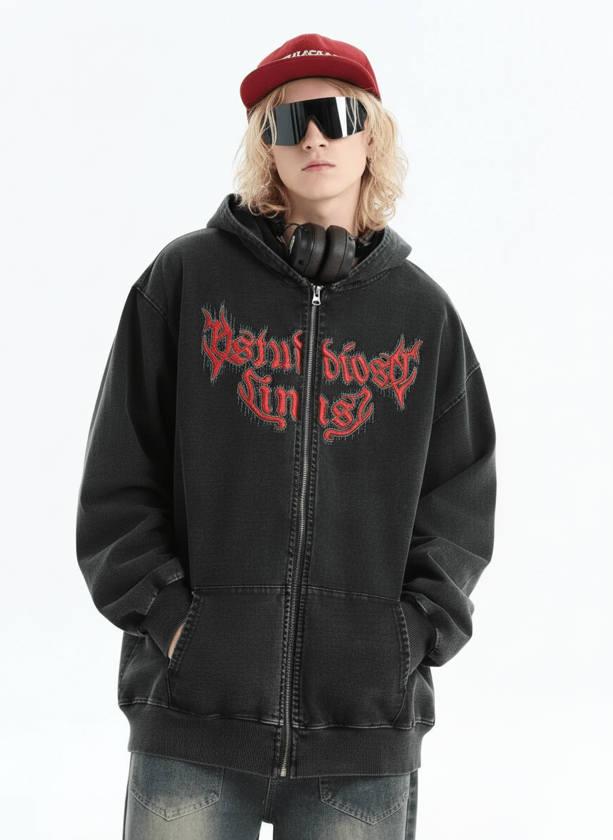 [INSstudios] Gothic Letter LOGO Denim Jacket na1631