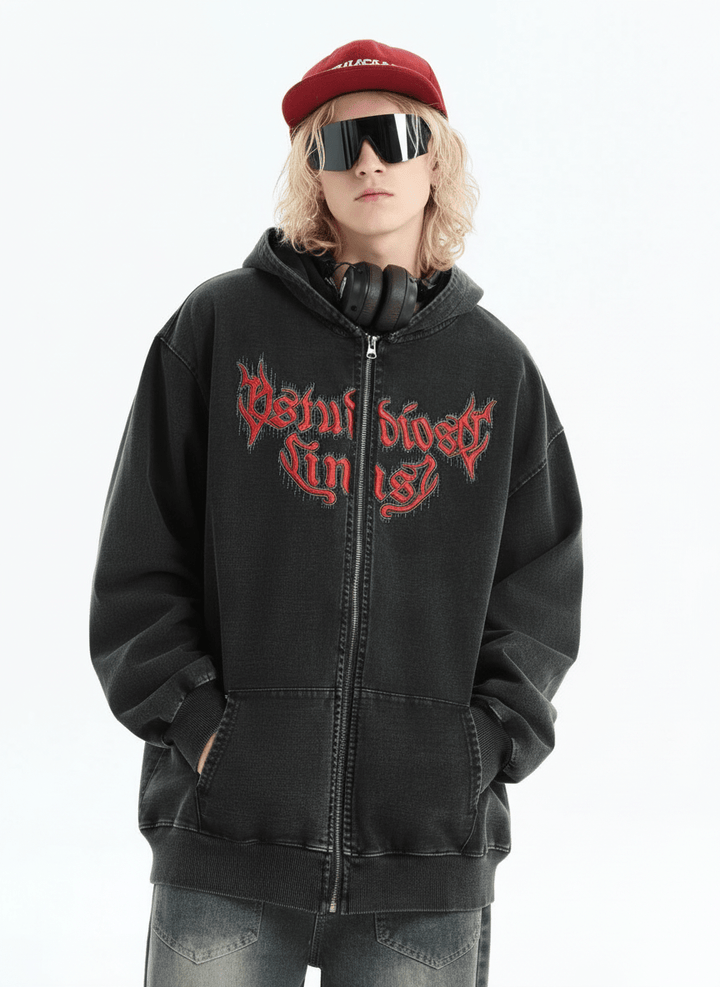 [INSstudios] Gothic Letter LOGO Denim Jacket na1631