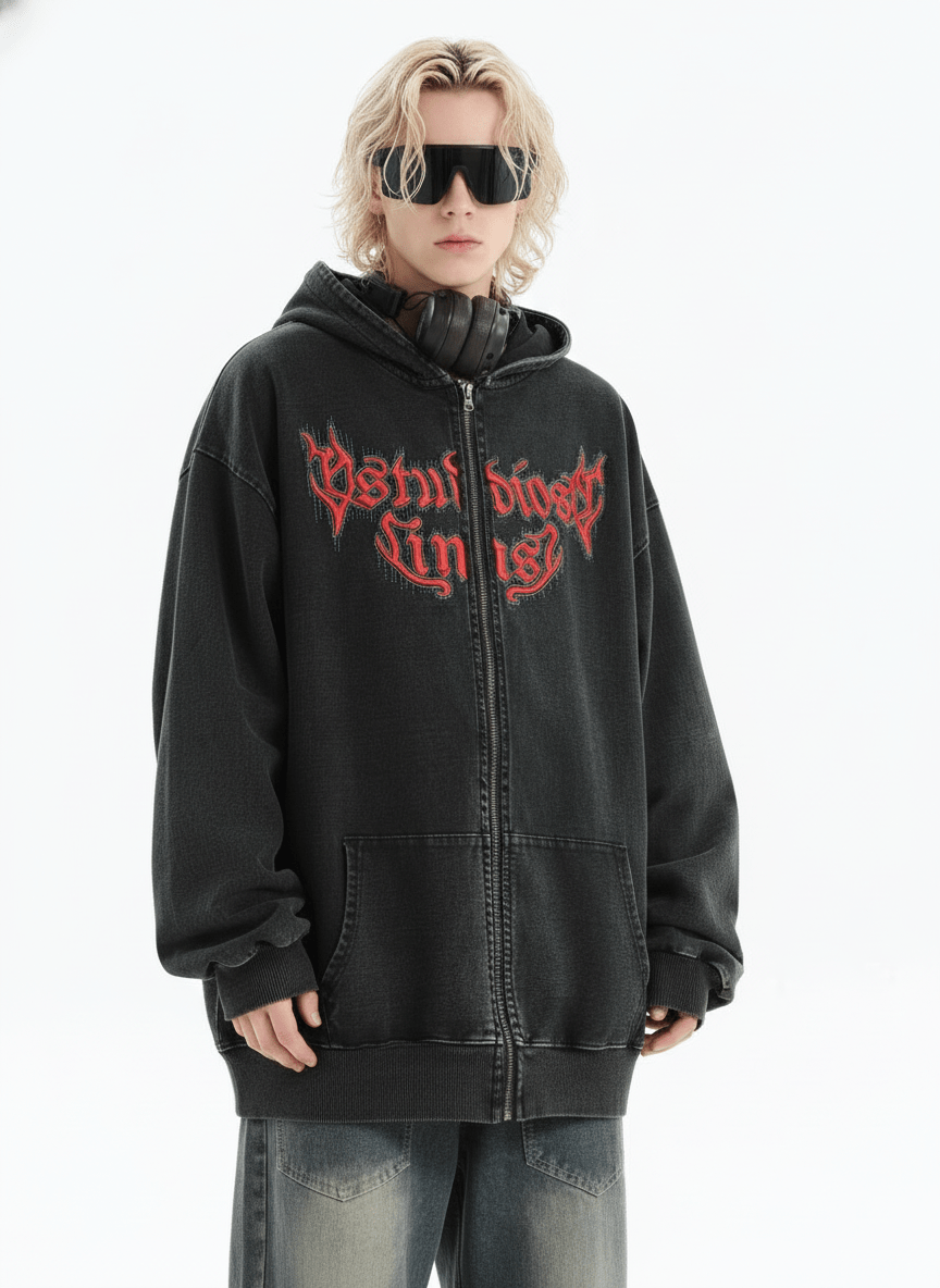 [INSstudios] Gothic Letter LOGO Denim Jacket na1631