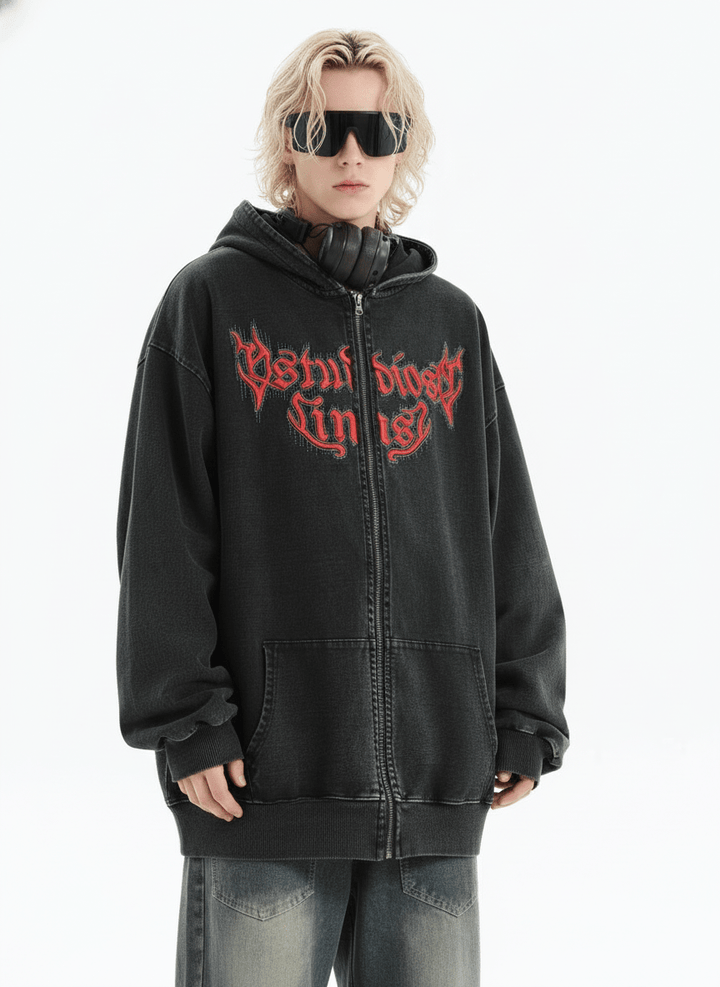 [INSstudios] Gothic Letter LOGO Denim Jacket na1631