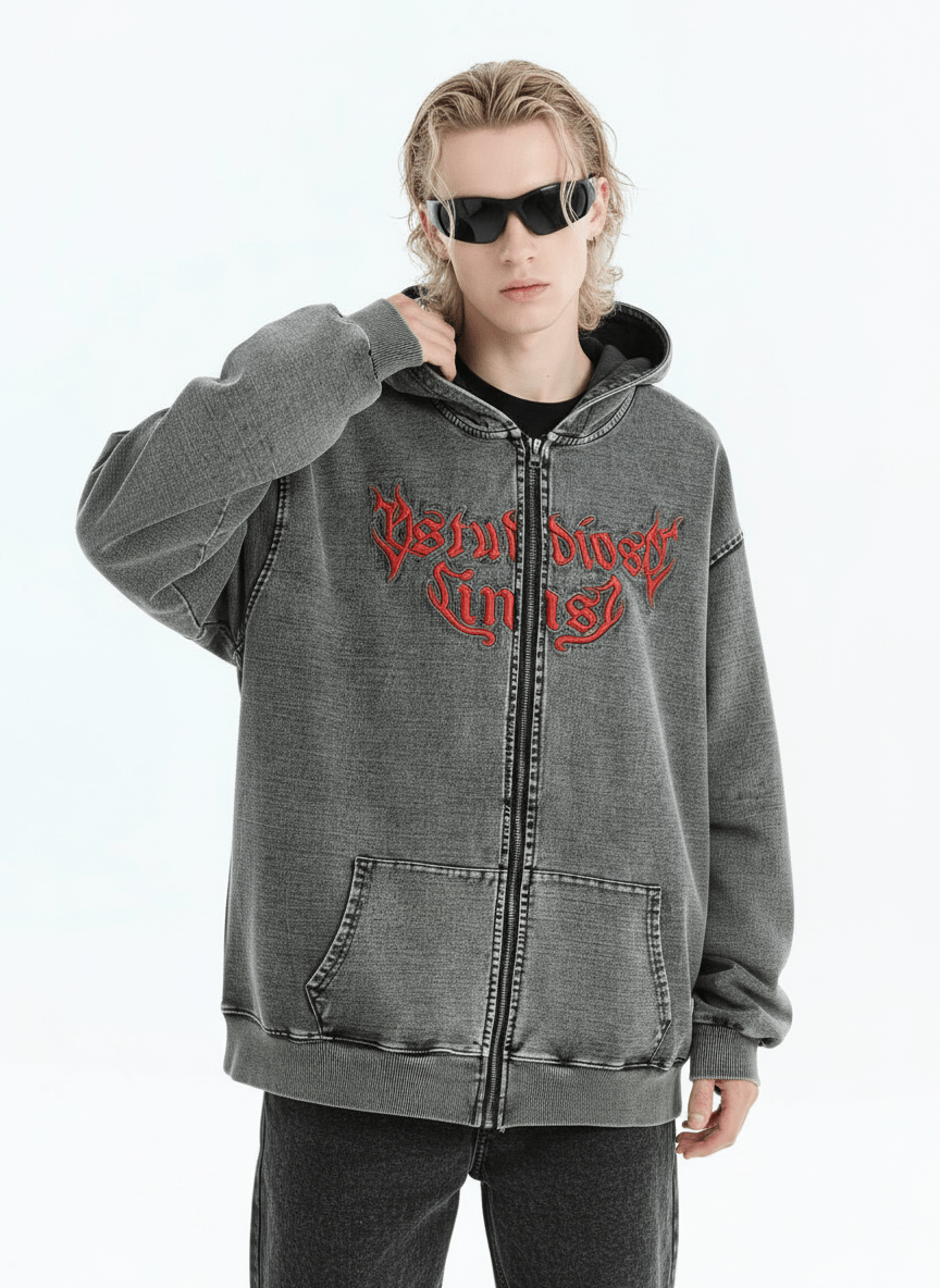 [INSstudios] Gothic Letter LOGO Denim Jacket na1631