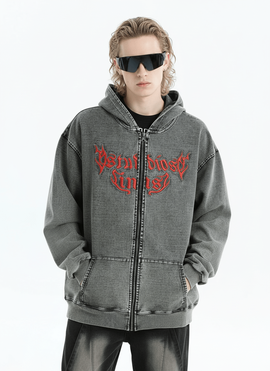 [INSstudios] Gothic Letter LOGO Denim Jacket na1631