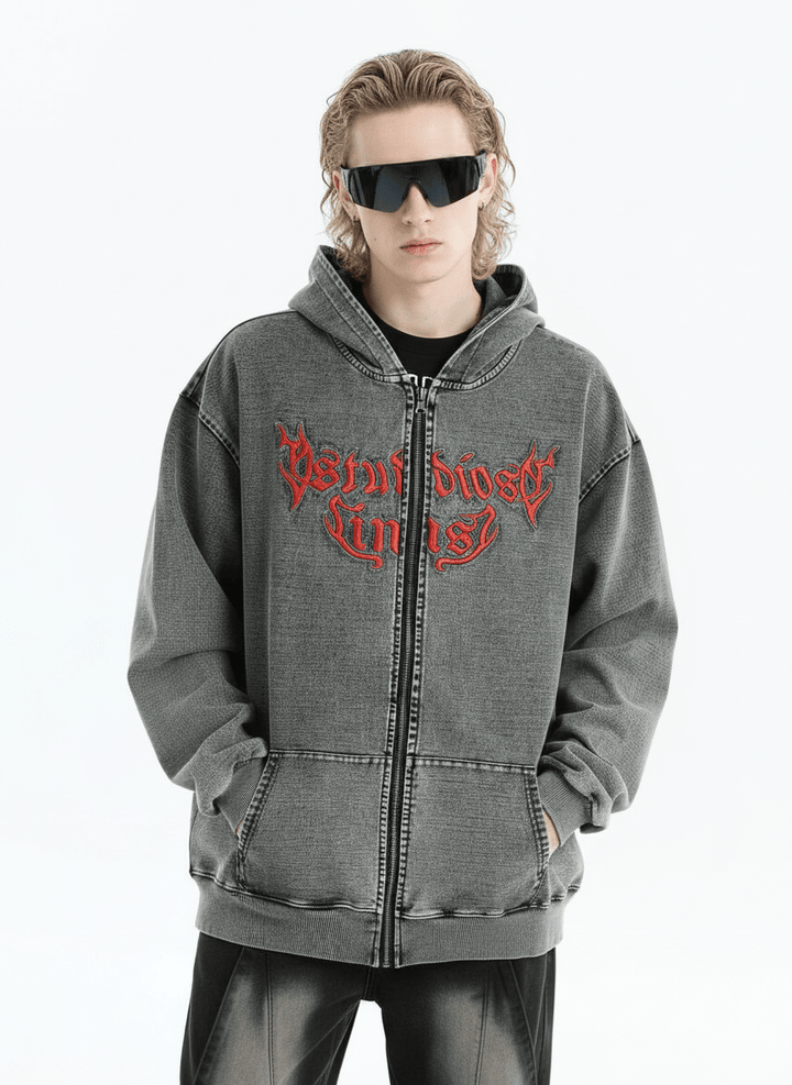 [INSstudios] Gothic Letter LOGO Denim Jacket na1631