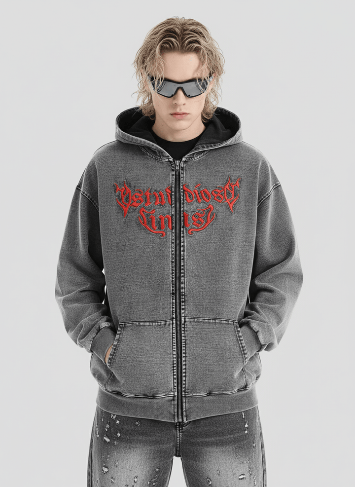 [INSstudios] Gothic Letter LOGO Denim Jacket na1631