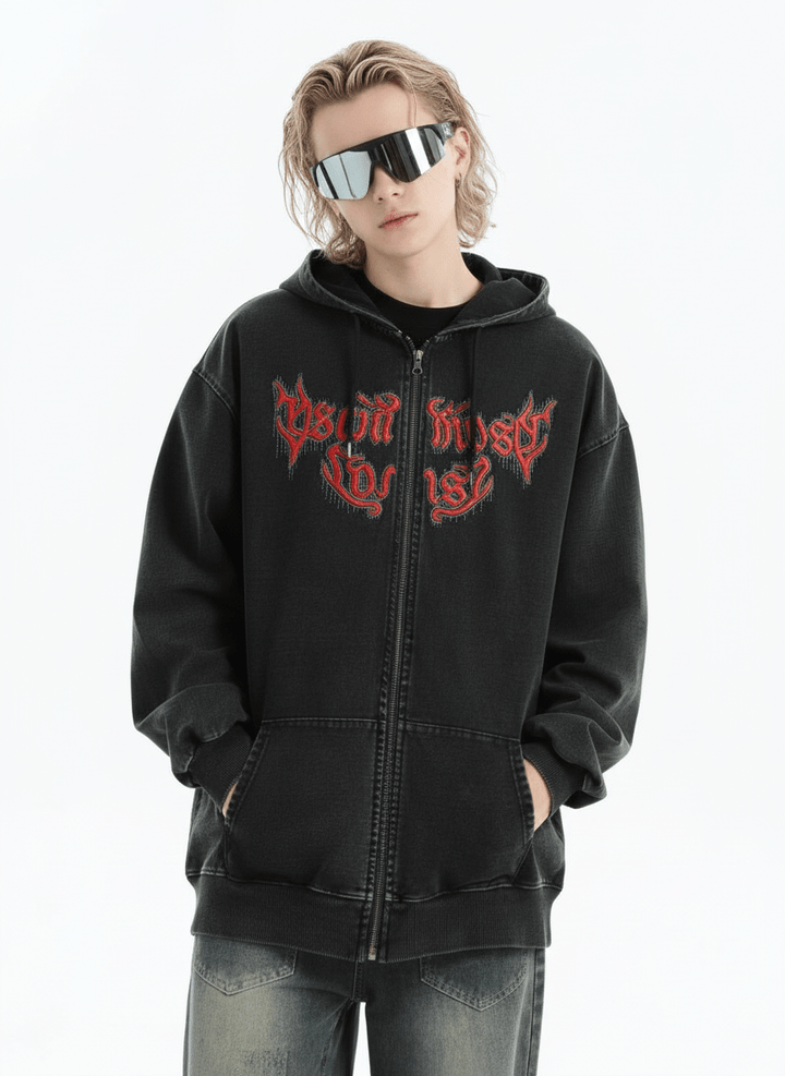 [INSstudios] Gothic Letter LOGO Denim Jacket na1631