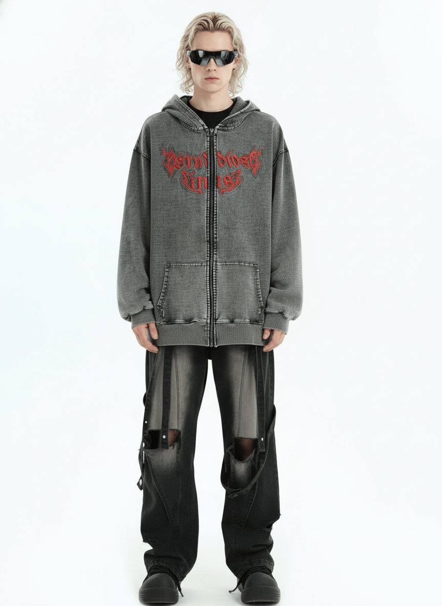 [INSstudios] Gothic Letter LOGO Denim Jacket na1631