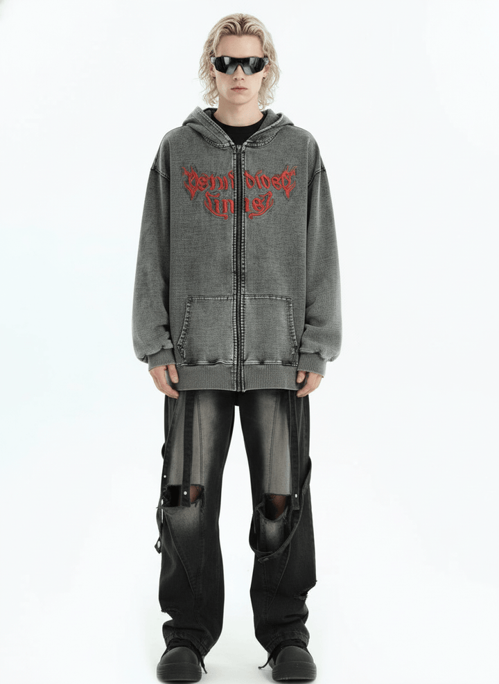 [INSstudios] Gothic Letter LOGO Denim Jacket na1631