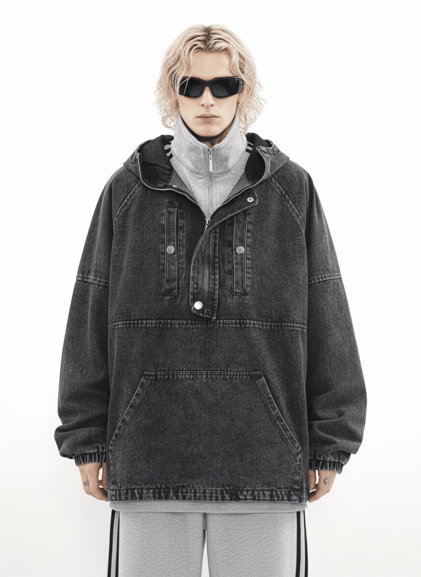 [MRNEARLY] vintage washed denim hooded na859