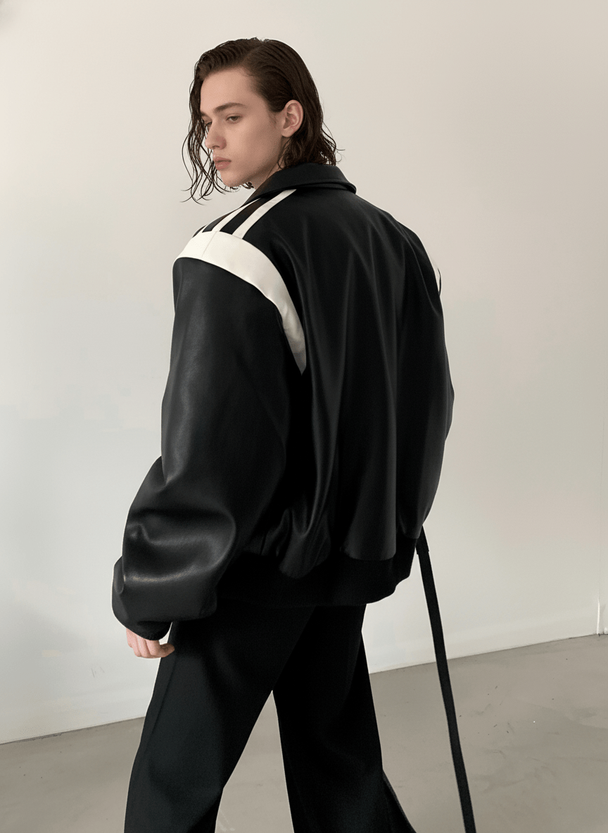 [AutumnWind] black cotton thickened leather jacket na806