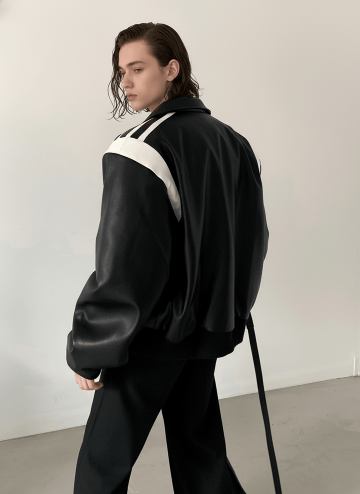 [AutumnWind] black cotton thickened leather jacket na806