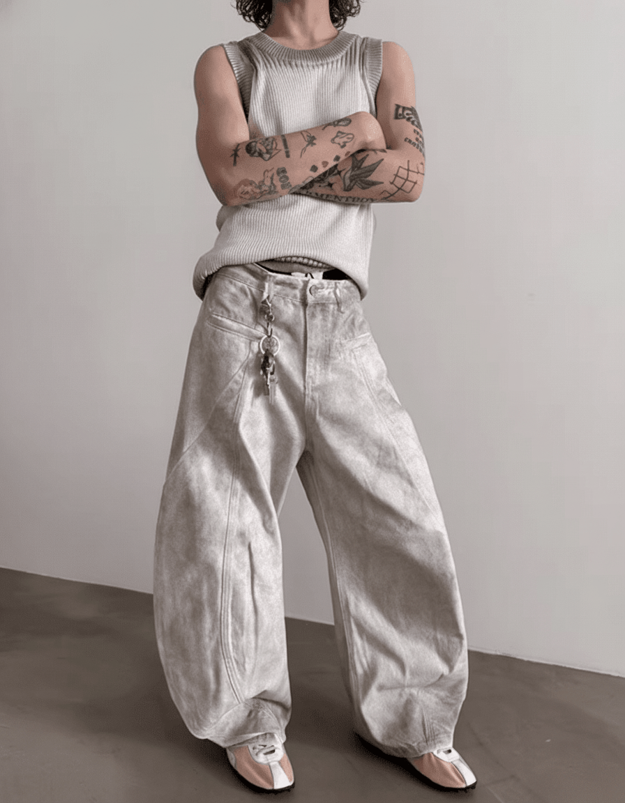 Heavyweight old-wash jeans na1980