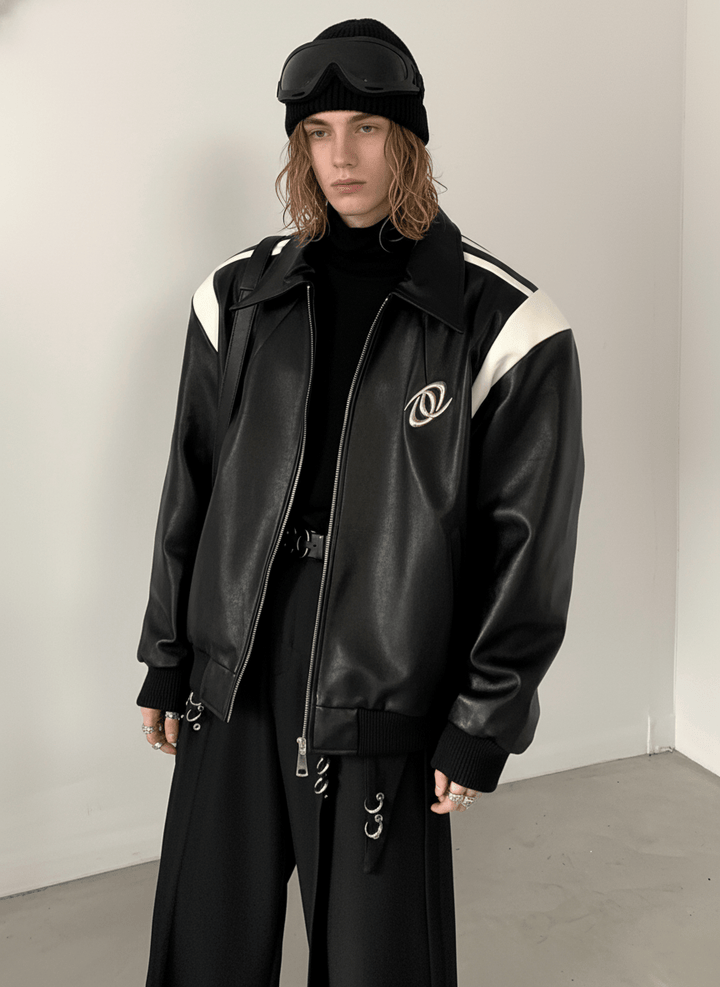 [AutumnWind] black cotton thickened leather jacket na806