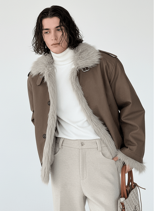 【Hualun】fur leather jacket na1788