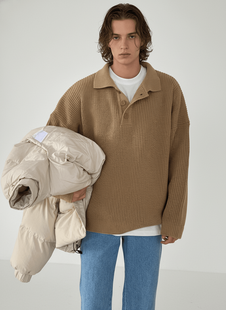 casual long polo knit NA132