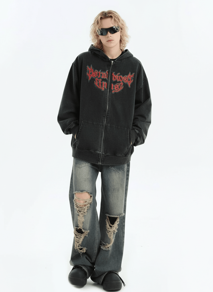 [INSstudios] Gothic Letter LOGO Denim Jacket na1631