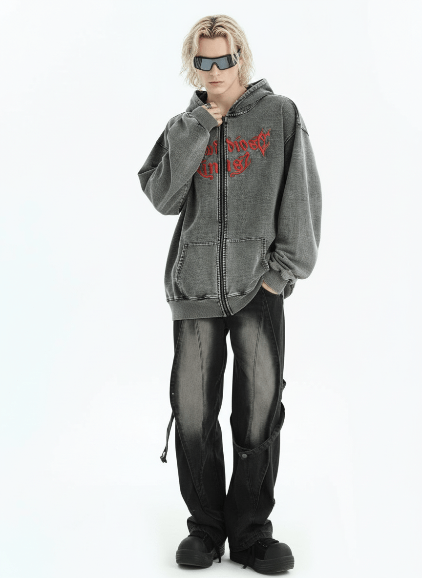 [INSstudios] Gothic Letter LOGO Denim Jacket na1631