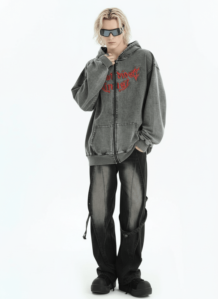 [INSstudios] Gothic Letter LOGO Denim Jacket na1631