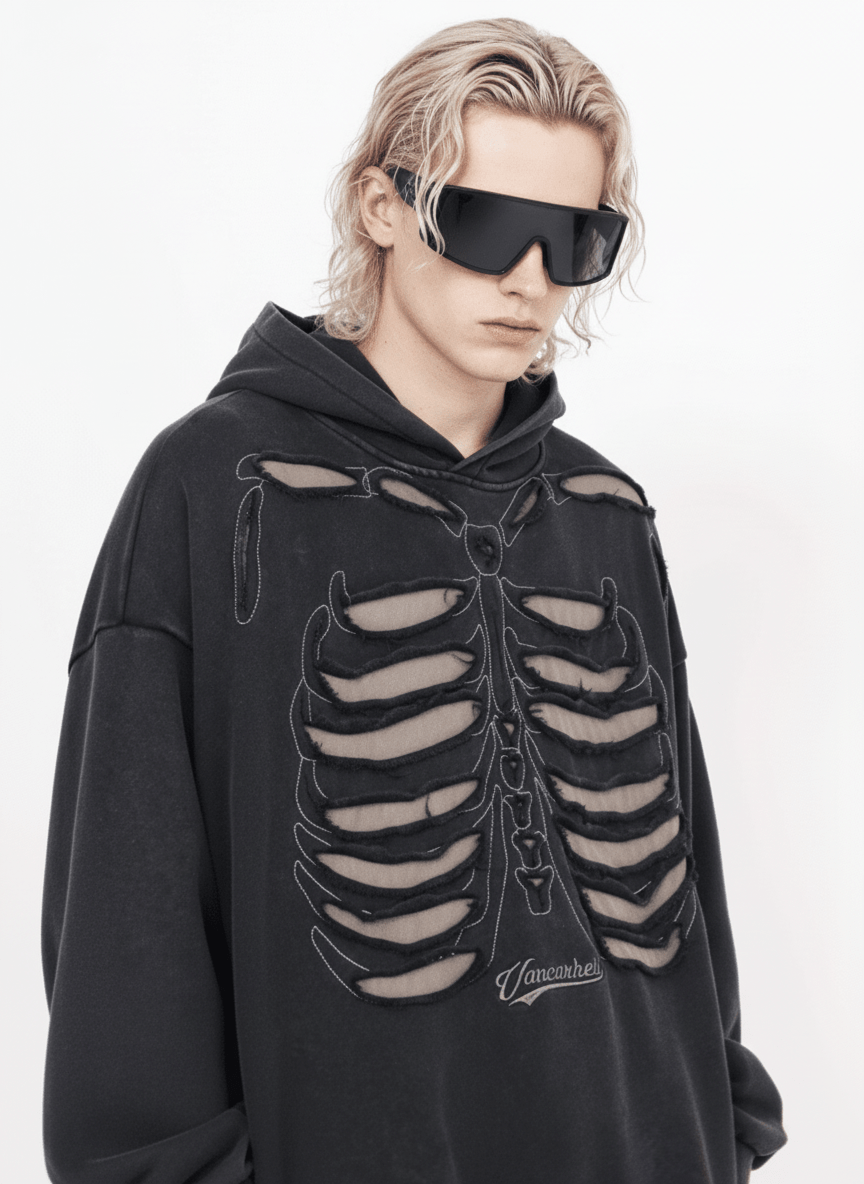 skeleton design niche high street hooded na648