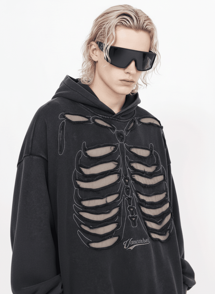 skeleton design niche high street hooded na648