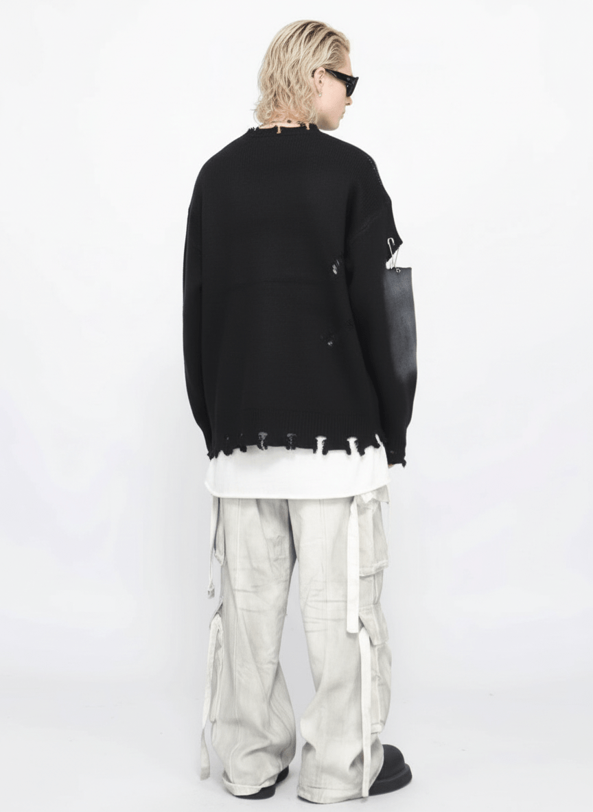 【Mz】high street broken hole cross pin knit na1547
