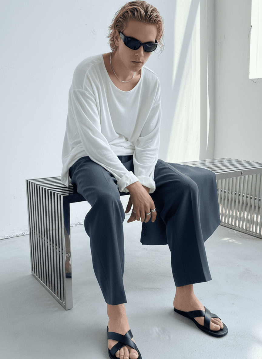 [GENESISBOY] Wool feel fabric high T-shirt NA303