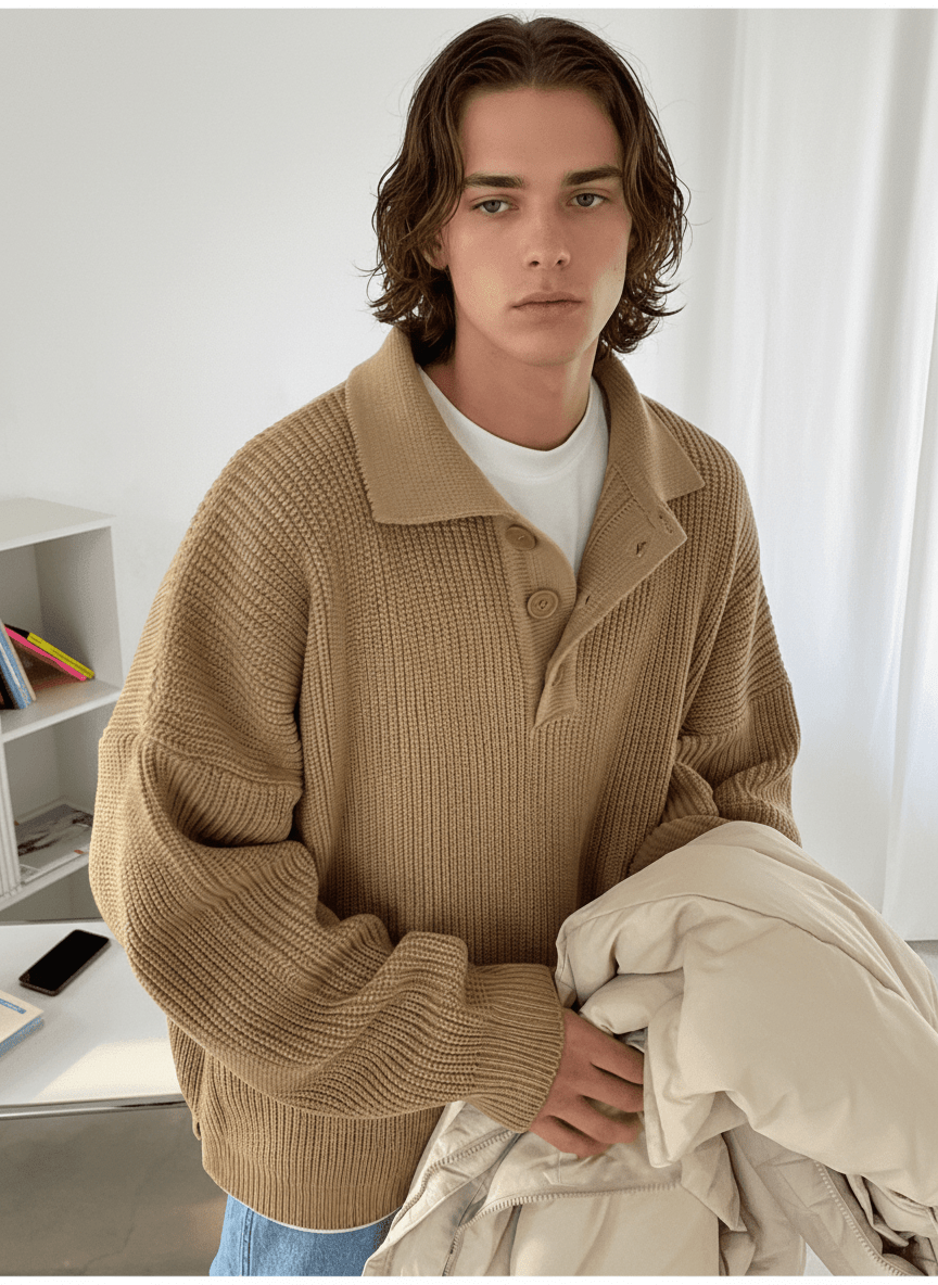 casual long polo knit NA132