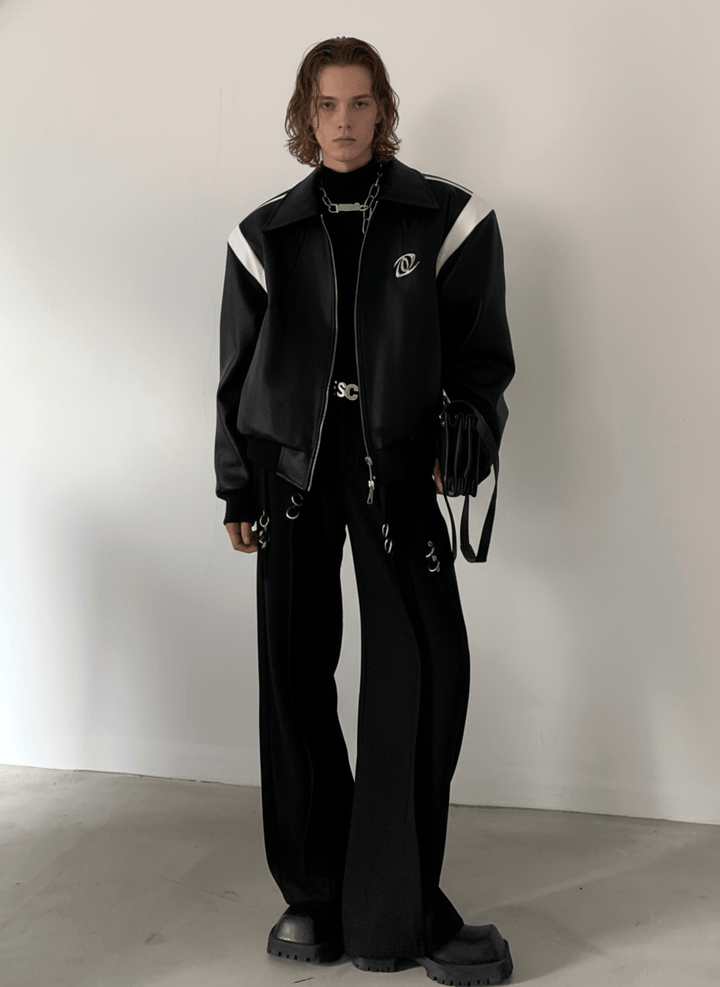 [AutumnWind] black cotton thickened leather jacket na806