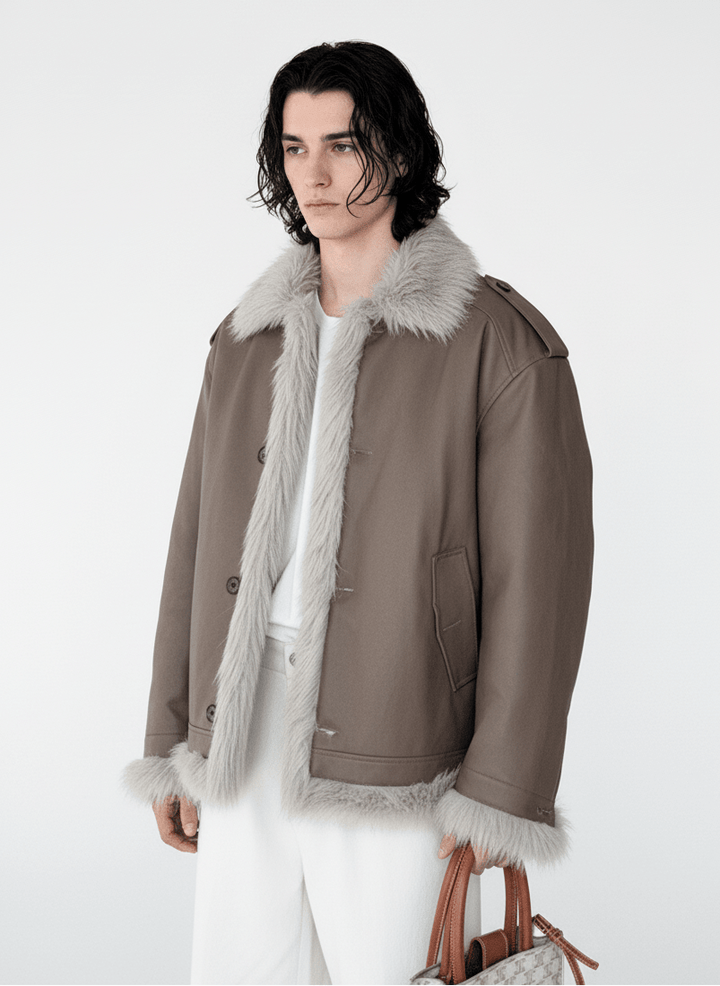 【Hualun】fur leather jacket na1788