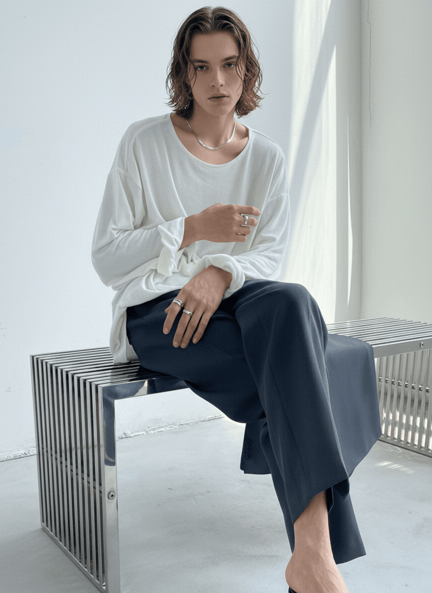 [GENESISBOY] Wool feel fabric high T-shirt NA303